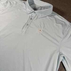 Swannies Golf Polo Mens XL Blue Striped Short Sleeve Performance Stretch